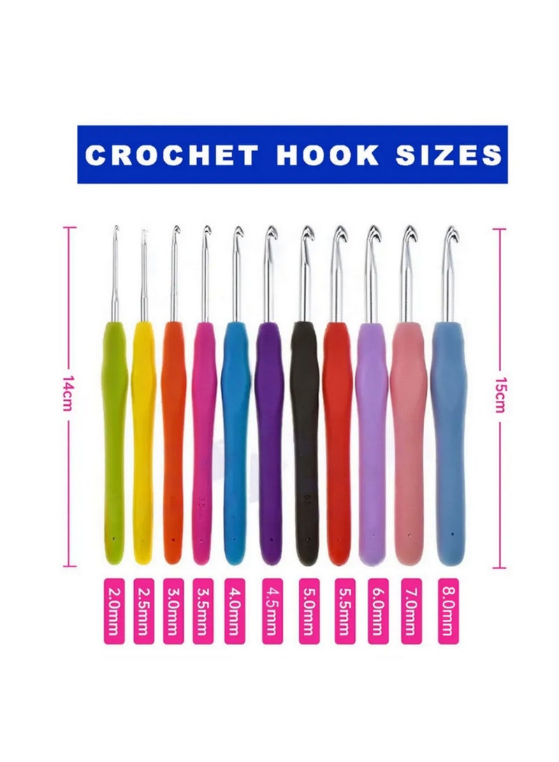 30 قطعة من مجموعات خطاطيف الكروشيه بحقيبة تخزين ومقابض ناعمة وإبر كروشيه ألومنيوم ومجموعة إبر حياكة خيوط النسيج وأدوات خياطة ونسج DIY - Image 2